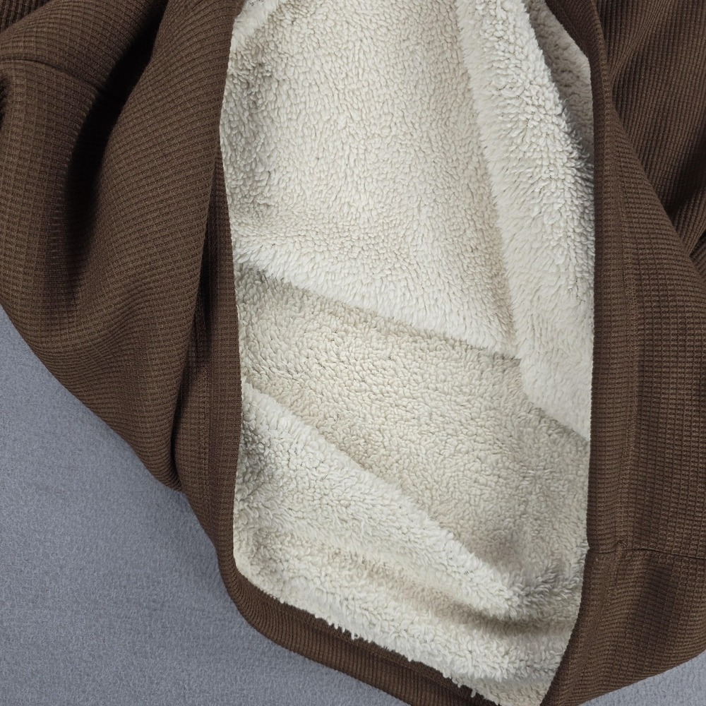 BC Clothing Heritage Sweater Mens 2XL Brown Waffle Knit Sherpa Lined Quarter Zip - Picture 8 of 14